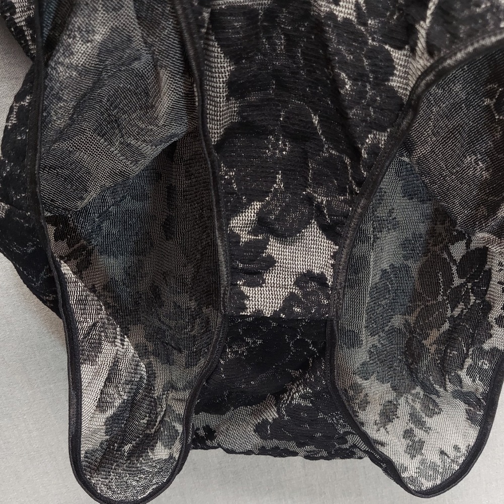 Vtg Y2K Sheer Mesh Floral Bodysuit L Fairy Grunge Whimsigoth Festival Layer - Picture 7 of 16